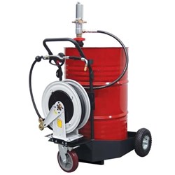 Oil Trolley Distribution Kits with Hose Reel - 3:1 Manual Trolley Kit with Hose Reel RAASM 3:1 Ratio Pump, 10m Hose Reel, Manual Oil Gun & Air Regulator