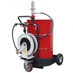 Oil Trolley Distribution Kits with Hose Reel - 5:1 Manual Trolley Kit with Hose Reel RAASM 5:1 Ratio Pump, 10m Hose Reel, Manual Oil Gun & Air Regulator