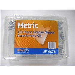 ULTRAFLO Grease Nipple Assortment Kits - Metric Grease Nipple Assortment Kit 100Pcs
